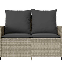 Gartensofa 2-Sitzer mit Kissen & Tisch Hellgrau Poly Rattan