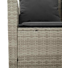 Gartensofa 2-Sitzer mit Kissen & Tisch Hellgrau Poly Rattan