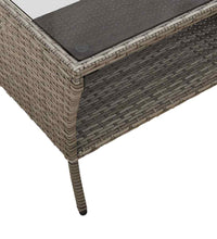 Gartensofa 2-Sitzer mit Kissen & Tisch Grau Poly Rattan