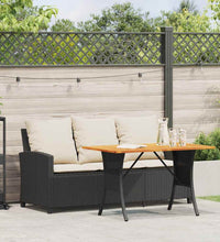 Gartensofa 3-Sitzer mit Kissen & Tisch Schwarz Poly Rattan