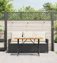 Gartensofa 3-Sitzer mit Kissen & Tisch Schwarz Poly Rattan