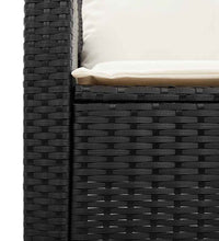 Gartensofa 3-Sitzer mit Kissen & Tisch Schwarz Poly Rattan