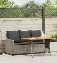 Gartensofa 3-Sitzer mit Kissen & Tisch Grau Poly Rattan