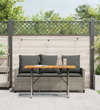 Gartensofa 3-Sitzer mit Kissen & Tisch Grau Poly Rattan