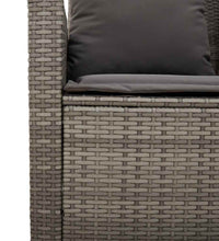 Gartensofa 3-Sitzer mit Kissen & Tisch Grau Poly Rattan