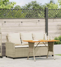 Gartensofa 3-Sitzer mit Kissen & Tisch Beige Poly Rattan