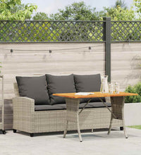 Gartensofa 3-Sitzer mit Kissen & Tisch Hellgrau Poly Rattan