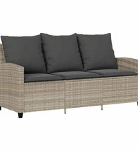 Gartensofa 3-Sitzer mit Kissen & Tisch Hellgrau Poly Rattan