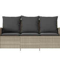 Gartensofa 3-Sitzer mit Kissen & Tisch Hellgrau Poly Rattan