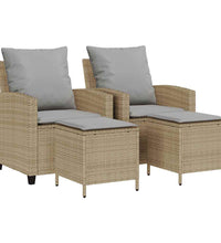 4-tlg. Garten-Sofagarnitur mit Kissen Beige Poly Rattan