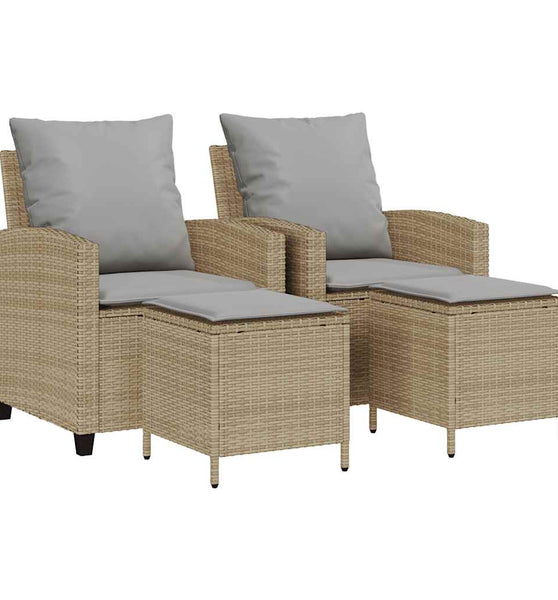 4-tlg. Garten-Sofagarnitur mit Kissen Beige Poly Rattan