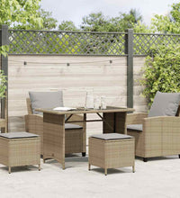 4-tlg. Garten-Sofagarnitur mit Kissen Beige Poly Rattan