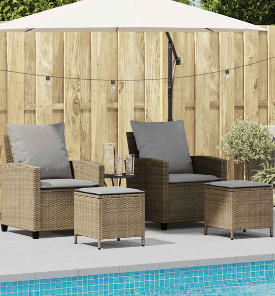 4-tlg. Garten-Sofagarnitur mit Kissen Beige Poly Rattan