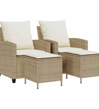 4-tlg. Garten-Sofagarnitur mit Kissen Beige Poly Rattan