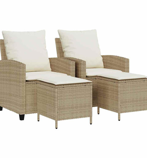 4-tlg. Garten-Sofagarnitur mit Kissen Beige Poly Rattan