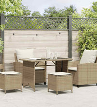 4-tlg. Garten-Sofagarnitur mit Kissen Beige Poly Rattan