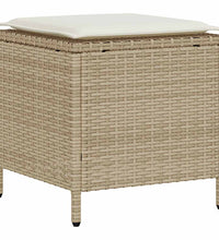 4-tlg. Garten-Sofagarnitur mit Kissen Beige Poly Rattan