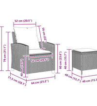 4-tlg. Garten-Sofagarnitur mit Kissen Beige Poly Rattan