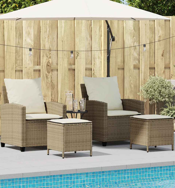 4-tlg. Garten-Sofagarnitur mit Kissen Beige Poly Rattan
