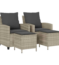 4-tlg. Garten-Sofagarnitur mit Kissen Hellgrau Poly Rattan