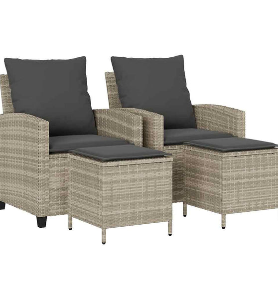 4-tlg. Garten-Sofagarnitur mit Kissen Hellgrau Poly Rattan