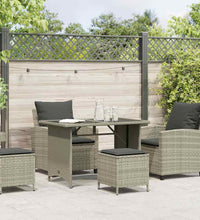 4-tlg. Garten-Sofagarnitur mit Kissen Hellgrau Poly Rattan