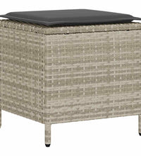 4-tlg. Garten-Sofagarnitur mit Kissen Hellgrau Poly Rattan