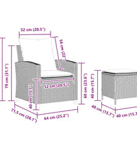 4-tlg. Garten-Sofagarnitur mit Kissen Hellgrau Poly Rattan