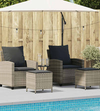 4-tlg. Garten-Sofagarnitur mit Kissen Hellgrau Poly Rattan