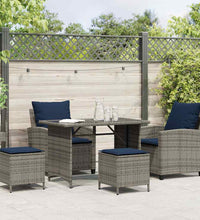 4-tlg. Garten-Sofagarnitur mit Kissen Grau Poly Rattan