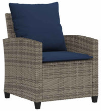 4-tlg. Garten-Sofagarnitur mit Kissen Grau Poly Rattan