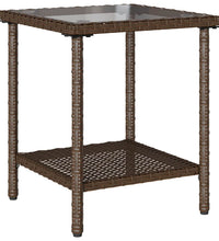 Gartensofa in L-Form mit Tisch und Kissen Braun Poly Rattan