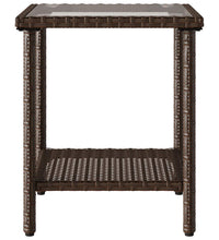 Gartensofa in L-Form mit Tisch und Kissen Braun Poly Rattan