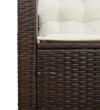 Gartensofa in L-Form mit Tisch und Kissen Braun Poly Rattan