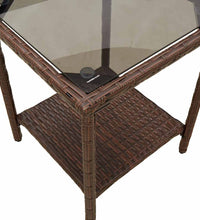 Gartensofa in L-Form mit Tisch und Kissen Braun Poly Rattan