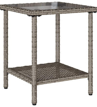 Gartensofa in L-Form mit Tisch und Kissen Grau Poly Rattan