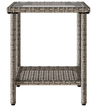 Gartensofa in L-Form mit Tisch und Kissen Grau Poly Rattan