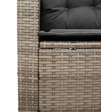 Gartensofa in L-Form mit Tisch und Kissen Grau Poly Rattan