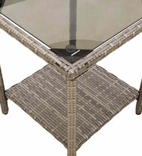 Gartensofa in L-Form mit Tisch und Kissen Grau Poly Rattan