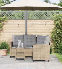Gartensofa in L-Form mit Tisch und Kissen Beige Poly Rattan