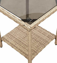 Gartensofa in L-Form mit Tisch und Kissen Beige Poly Rattan