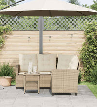 Gartensofa in L-Form mit Tisch und Kissen Beige Poly Rattan