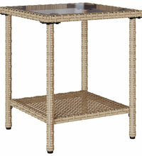 Gartensofa in L-Form mit Tisch und Kissen Beige Poly Rattan