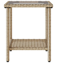 Gartensofa in L-Form mit Tisch und Kissen Beige Poly Rattan