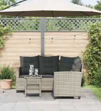 Gartensofa in L-Form mit Tisch und Kissen Hellgrau Poly Rattan