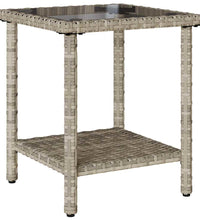 Gartensofa in L-Form mit Tisch und Kissen Hellgrau Poly Rattan