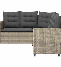 Gartensofa in L-Form mit Tisch und Kissen Hellgrau Poly Rattan