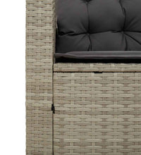 Gartensofa in L-Form mit Tisch und Kissen Hellgrau Poly Rattan