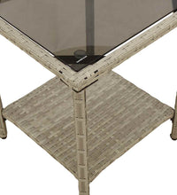 Gartensofa in L-Form mit Tisch und Kissen Hellgrau Poly Rattan