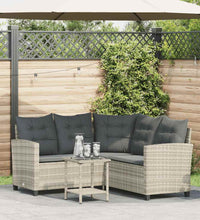 Gartensofa in L-Form mit Tisch und Kissen Hellgrau Poly Rattan